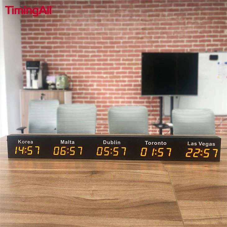 Rellotge de zones horàries mundials LED groc